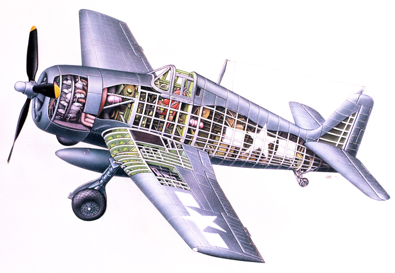   Grumman F6F Hellcat; an airbrush illustration by Les Still